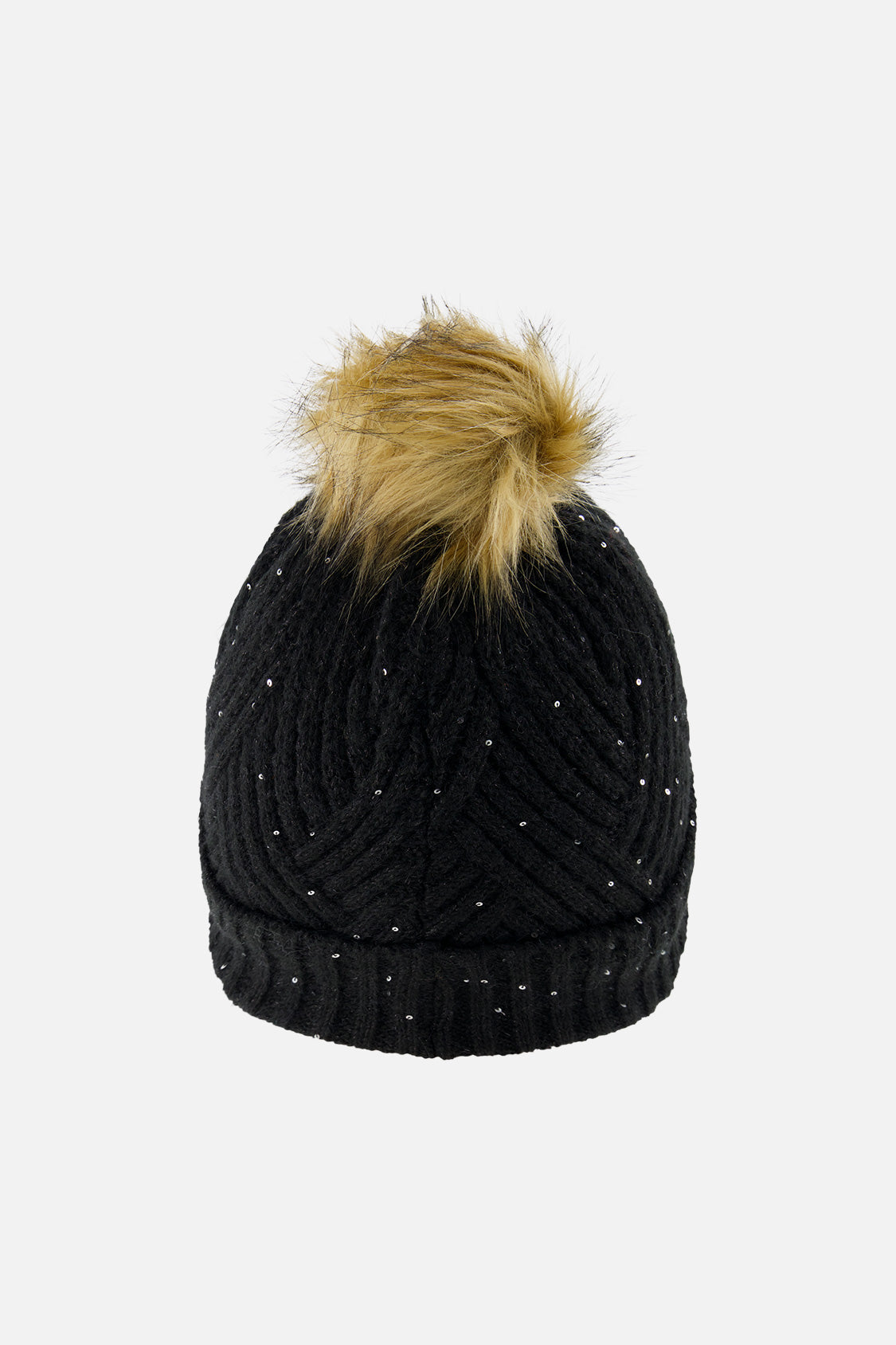 Winter Knit Hat With Pompom Black - Image 3