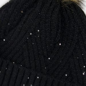 Winter Knit Hat With Pompom Black - Image 4