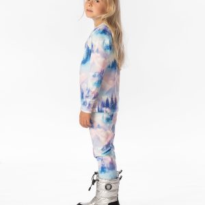 Two Piece Thermal Underwear Blue And Pink Mountain Print - Image 3