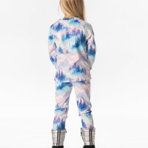 Two Piece Thermal Underwear Blue And Pink Mountain Print - Image 4