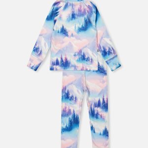 Two Piece Thermal Underwear Blue And Pink Mountain Print - Image 5