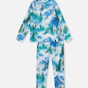 Two Piece Thermal Underwear Blue Mountain Print