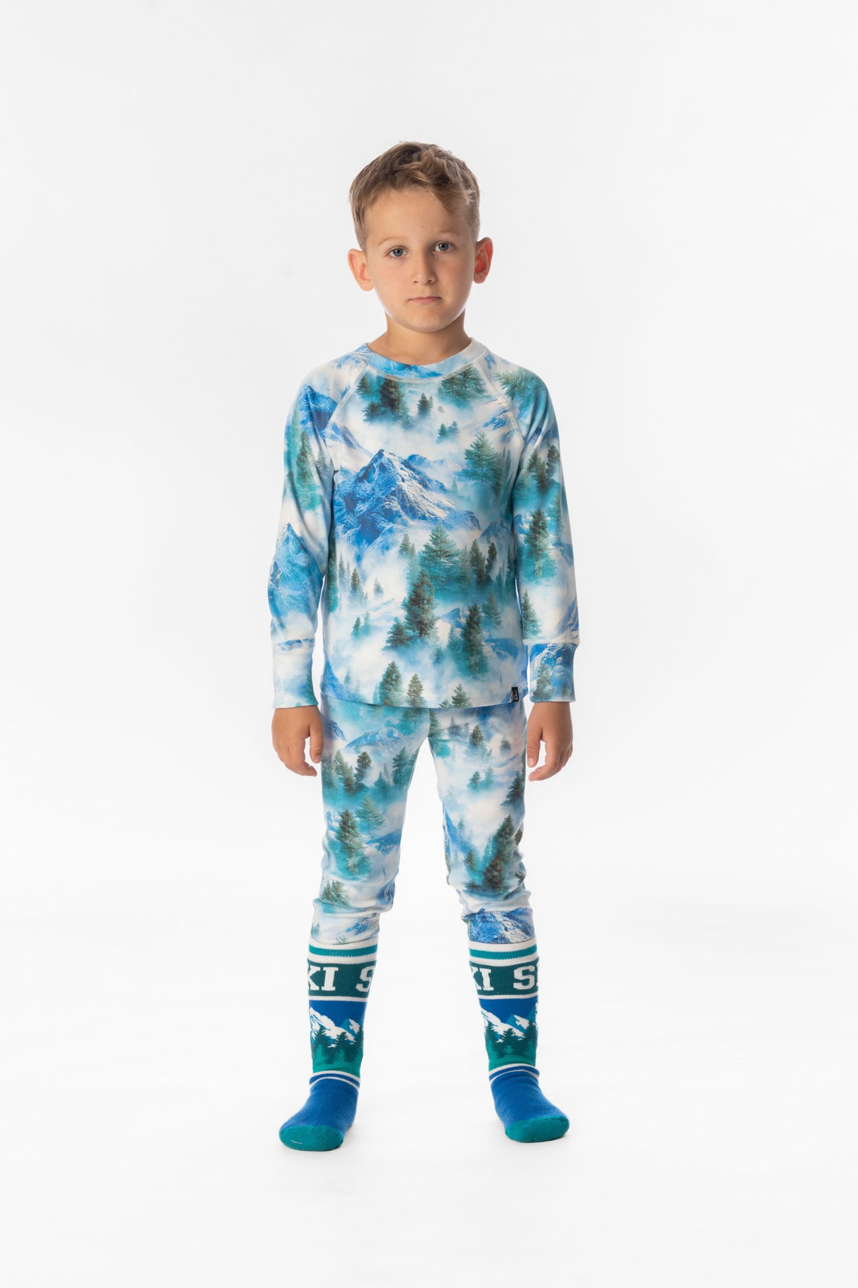 Two Piece Thermal Underwear Blue Mountain Print - Image 2