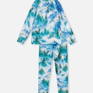 Two Piece Thermal Underwear Blue Mountain Print - Image 5