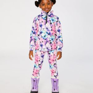 Two Piece Thermal Underwear Purple Floral Print - Image 4