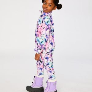 Two Piece Thermal Underwear Purple Floral Print - Image 5