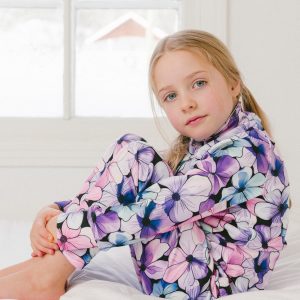 Two Piece Thermal Underwear Purple Floral Print - Image 3