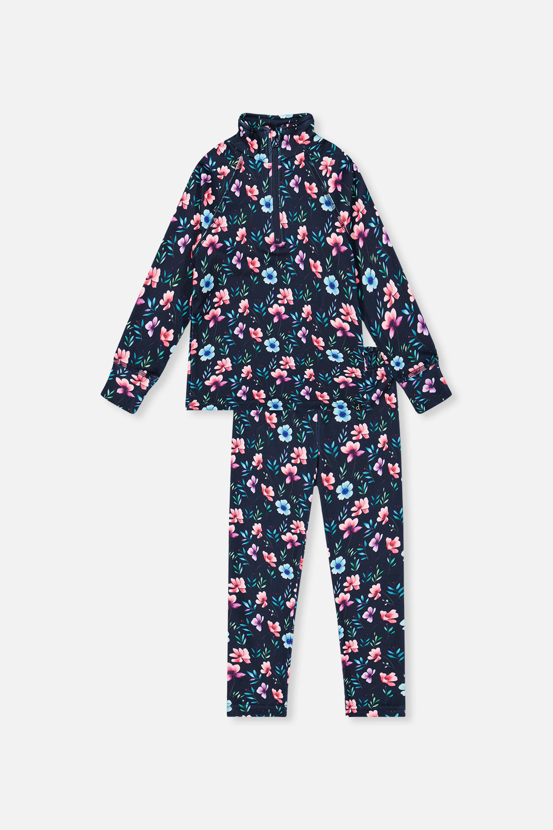 Two Piece Thermal Underwear Blue Floral Print - Image 7