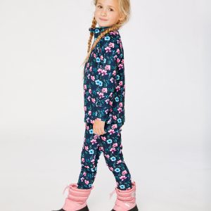 Two Piece Thermal Underwear Blue Floral Print - Image 3