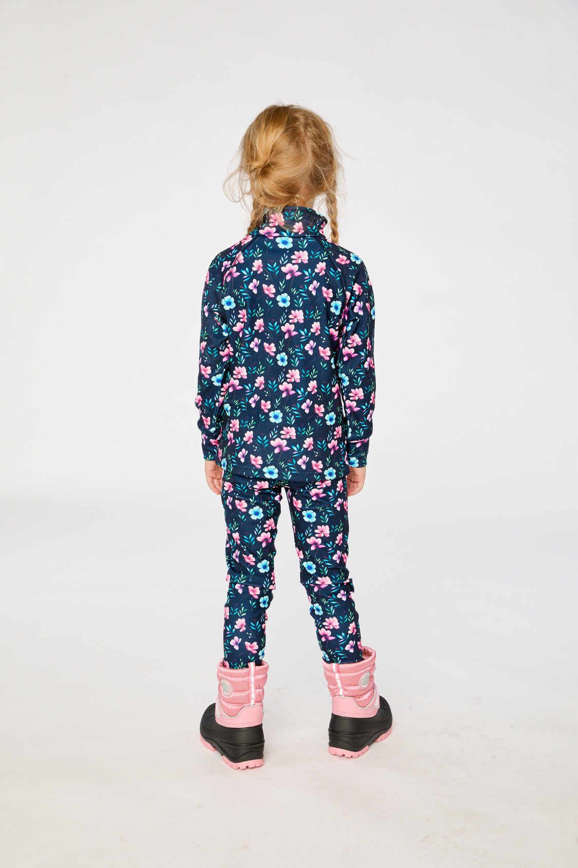 Two Piece Thermal Underwear Blue Floral Print - Image 4