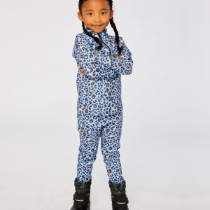 Two Piece Thermal Underwear Blue Leopard Print - Image 4