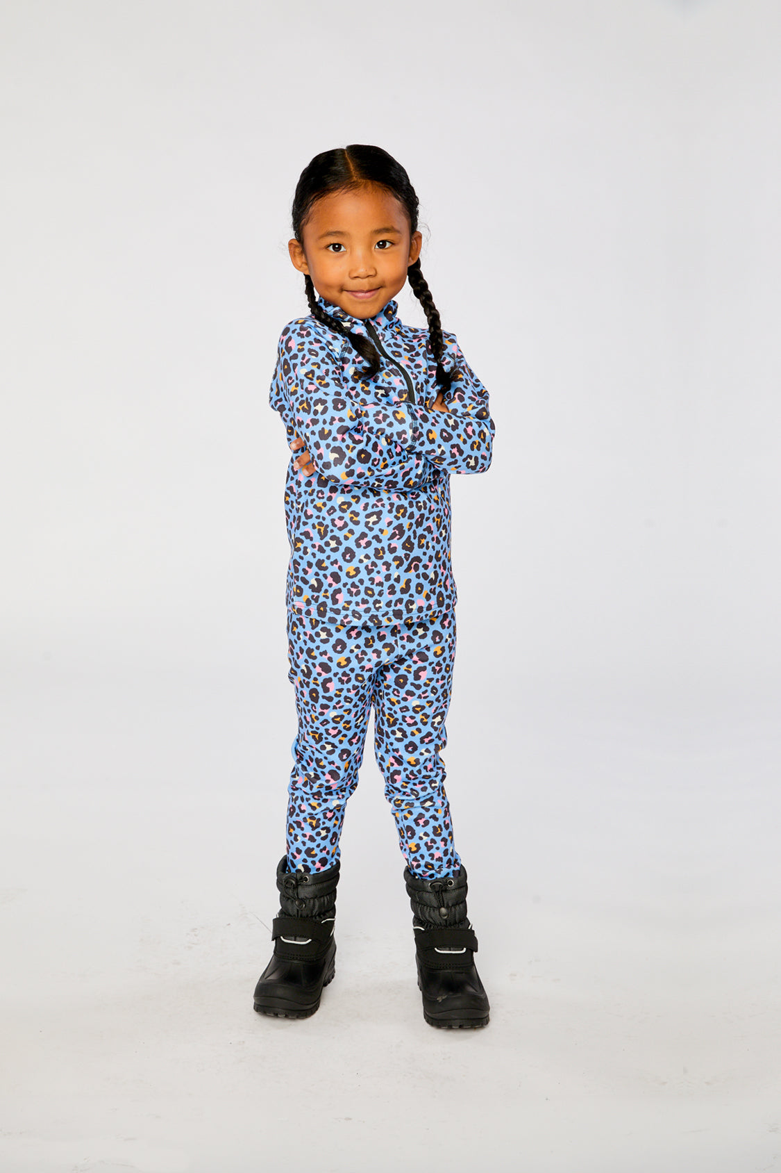 Two Piece Thermal Underwear Blue Leopard Print - Image 4