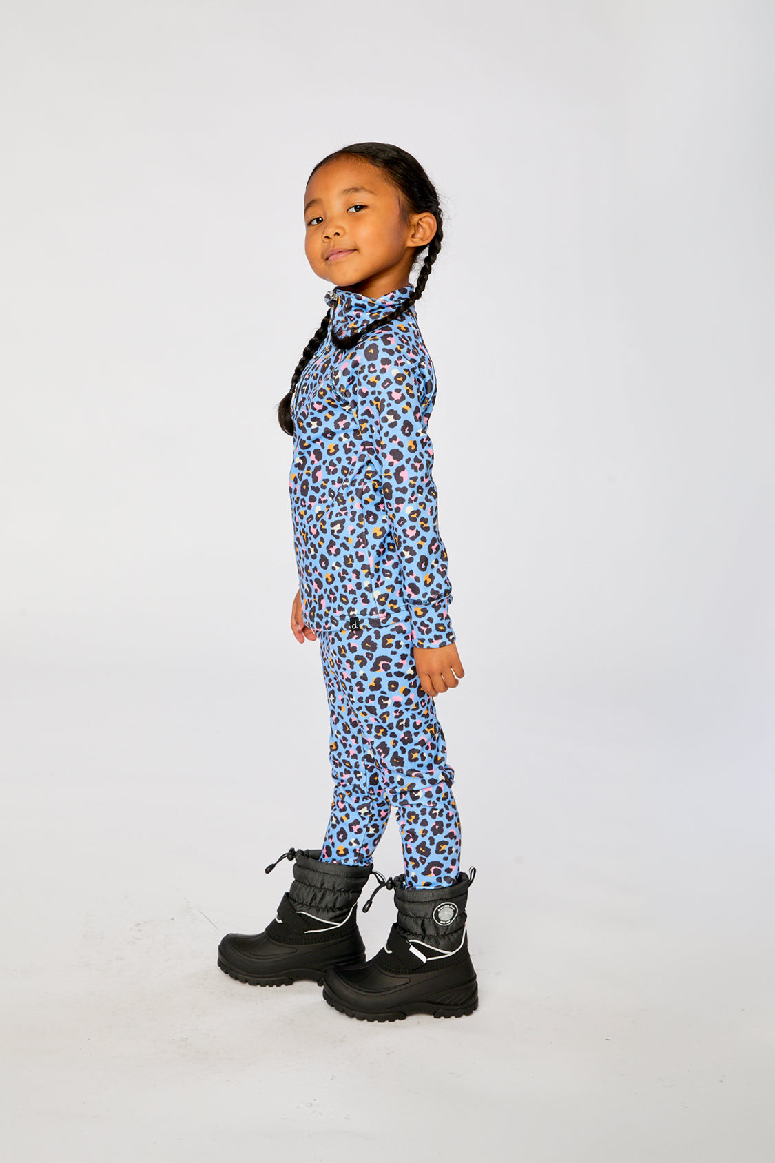 Two Piece Thermal Underwear Blue Leopard Print - Image 5