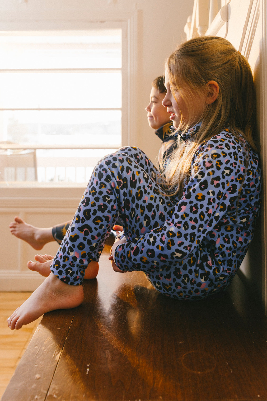 Two Piece Thermal Underwear Blue Leopard Print - Image 3