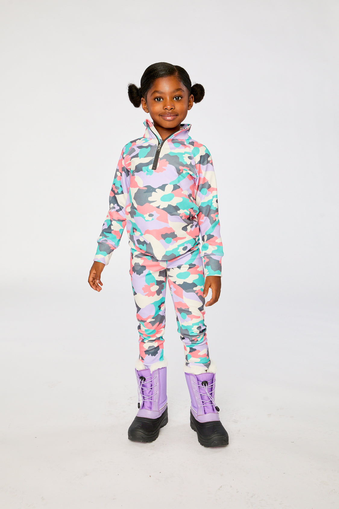 Two Piece Thermal Underwear Coral Camouflage Print - Image 2