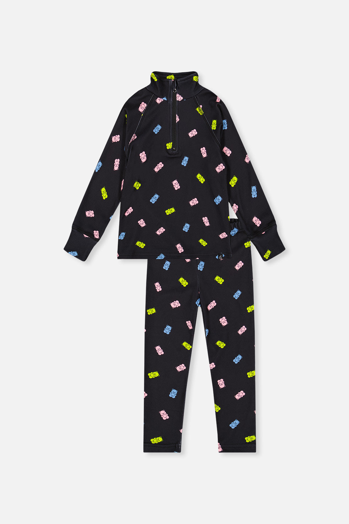 Two Piece Thermal Underwear Black Printed Gummy Bears - Image 14