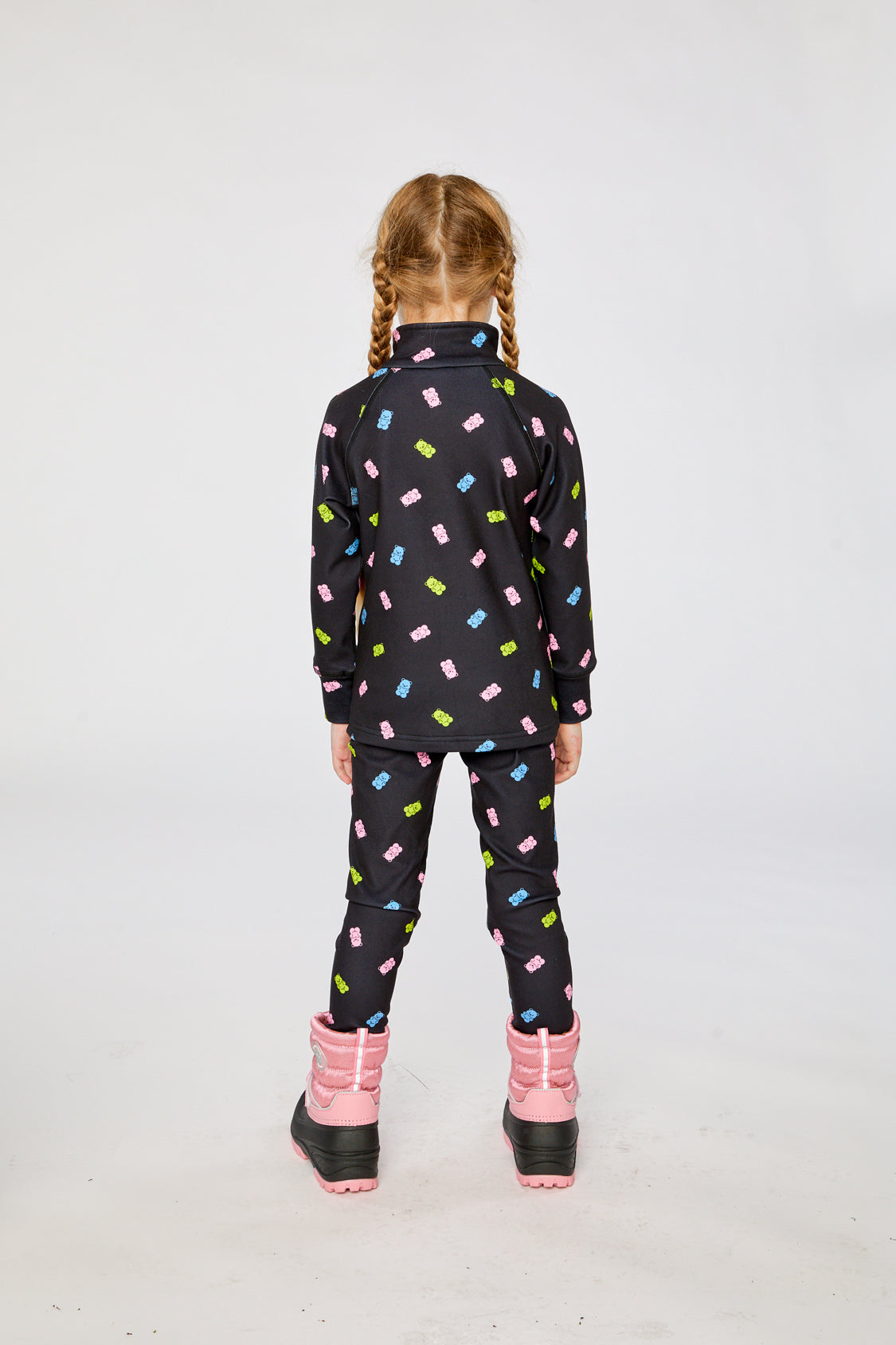 Two Piece Thermal Underwear Black Printed Gummy Bears - Image 4