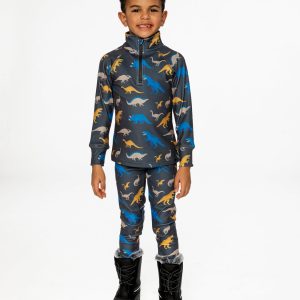 Two Piece Thermal Underwear Grey And Blue Dinosaur Print - Image 3