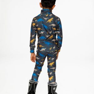 Two Piece Thermal Underwear Grey And Blue Dinosaur Print - Image 5