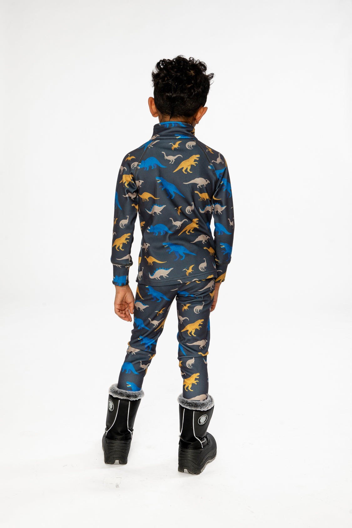 Two Piece Thermal Underwear Grey And Blue Dinosaur Print - Image 5