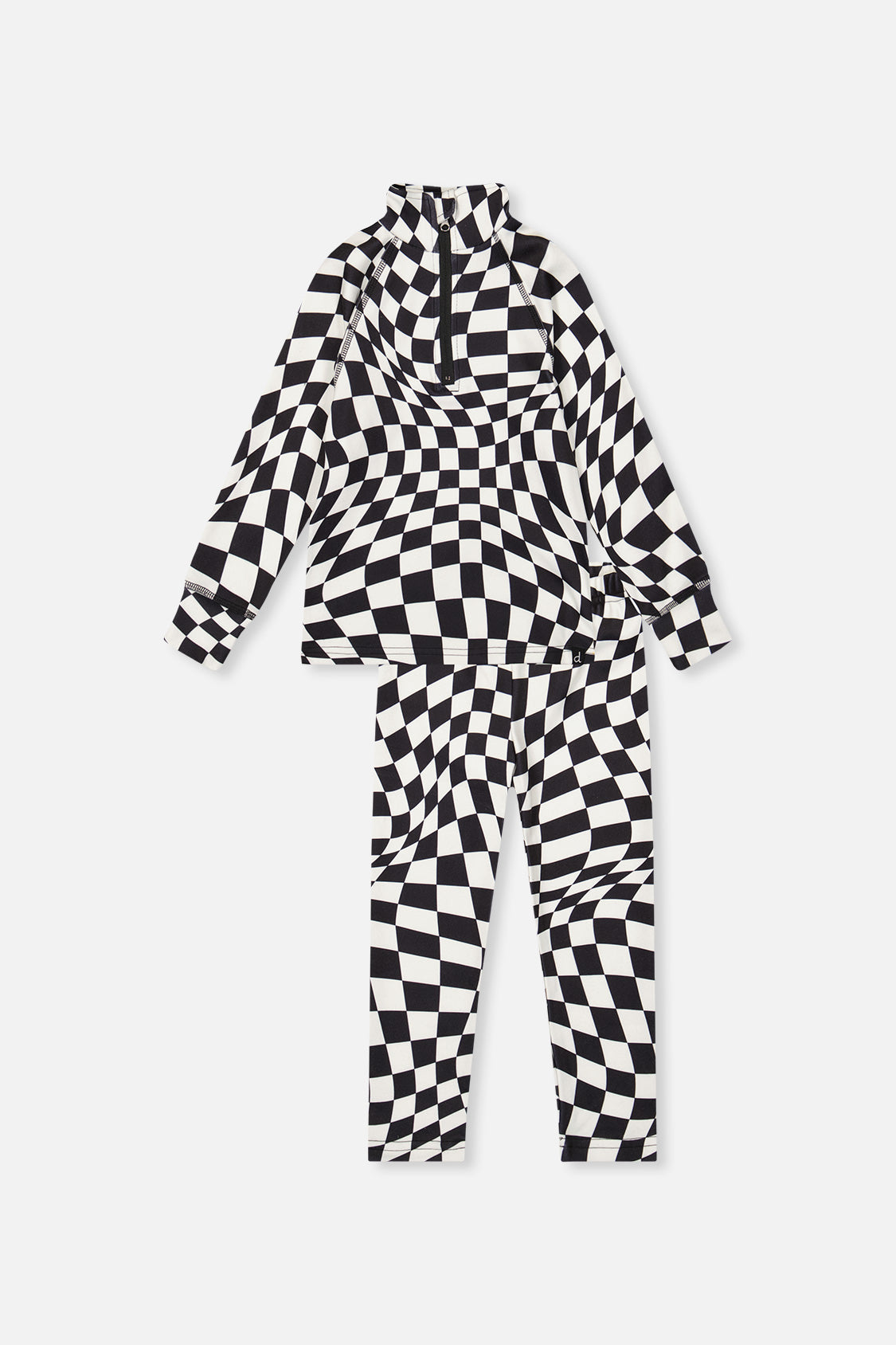 Two Piece Thermal Underwear White Checkered Print - Image 13
