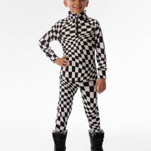 Alternative view of Two Piece Thermal Underwear White Checkered Print