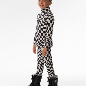 Two Piece Thermal Underwear White Checkered Print - Image 3
