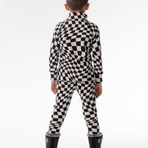 Two Piece Thermal Underwear White Checkered Print - Image 4