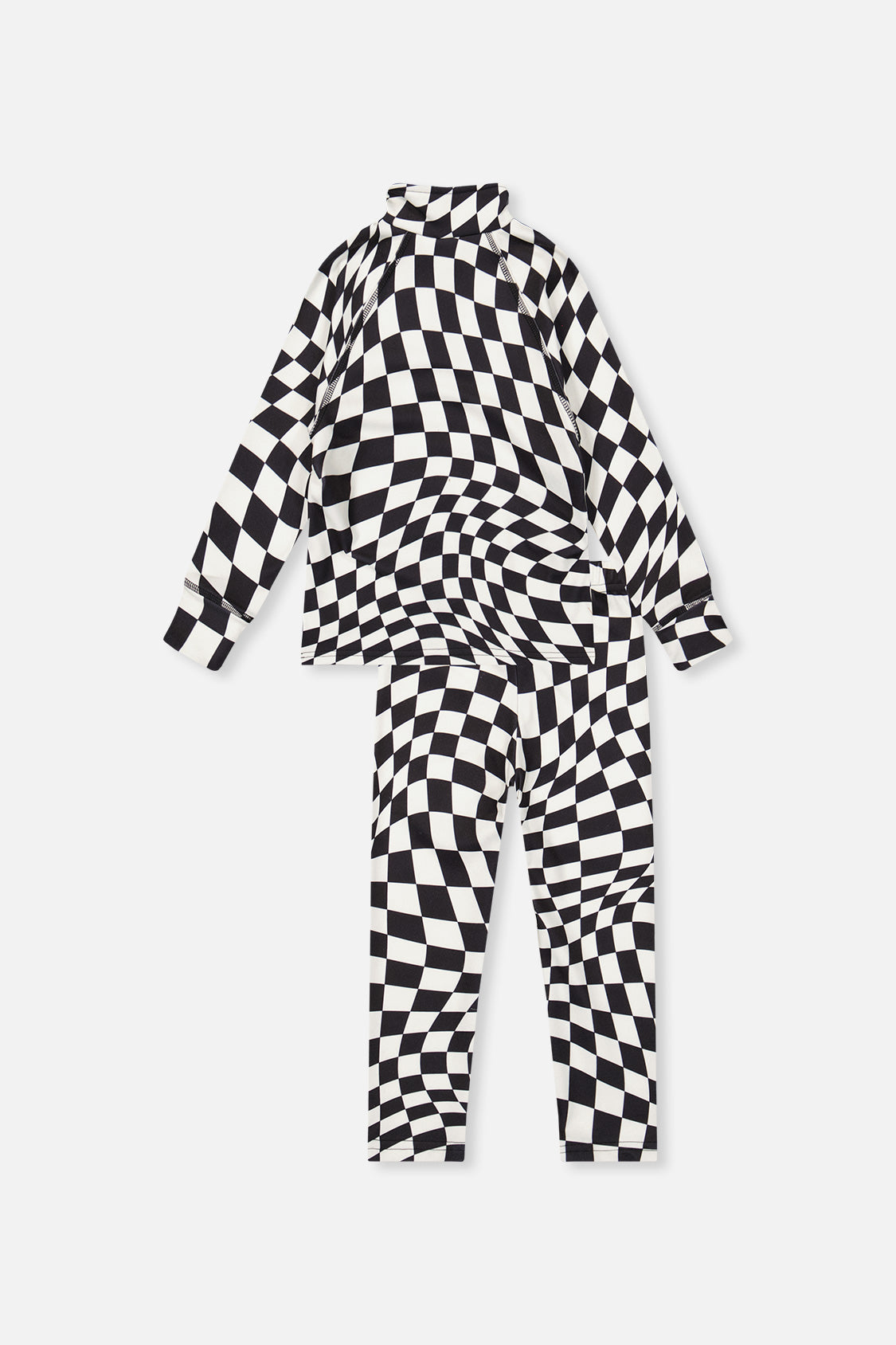 Two Piece Thermal Underwear White Checkered Print - Image 5