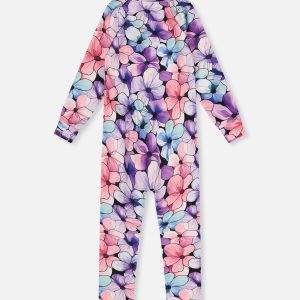Alternative view of Baby One Piece Thermal Underwear Purple Floral Print
