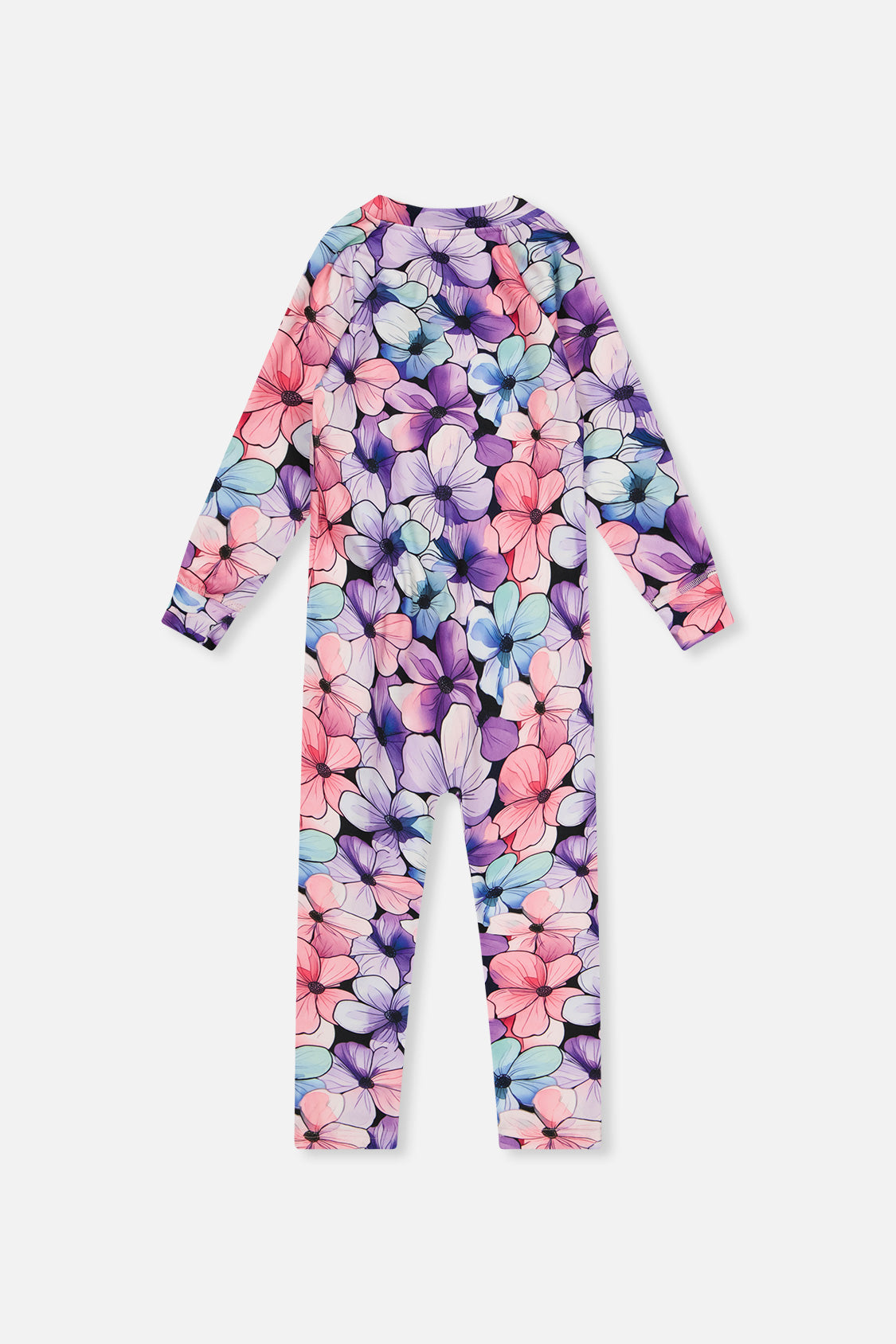 Baby One Piece Thermal Underwear Purple Floral Print - Image 2