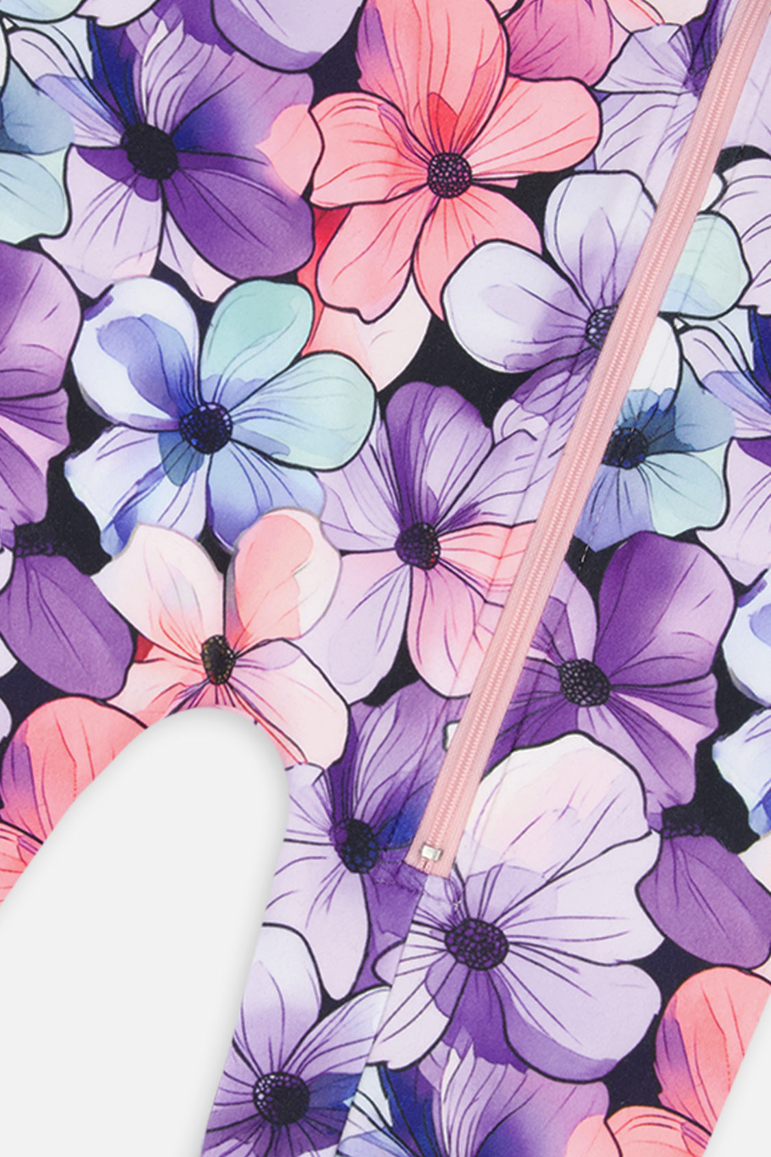 Baby One Piece Thermal Underwear Purple Floral Print - Image 3