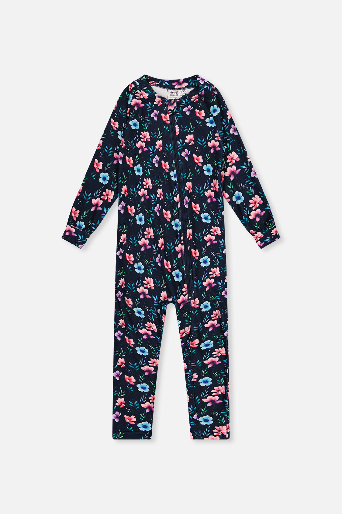 Baby One Piece Thermal Underwear Blue Floral Print - Image 7