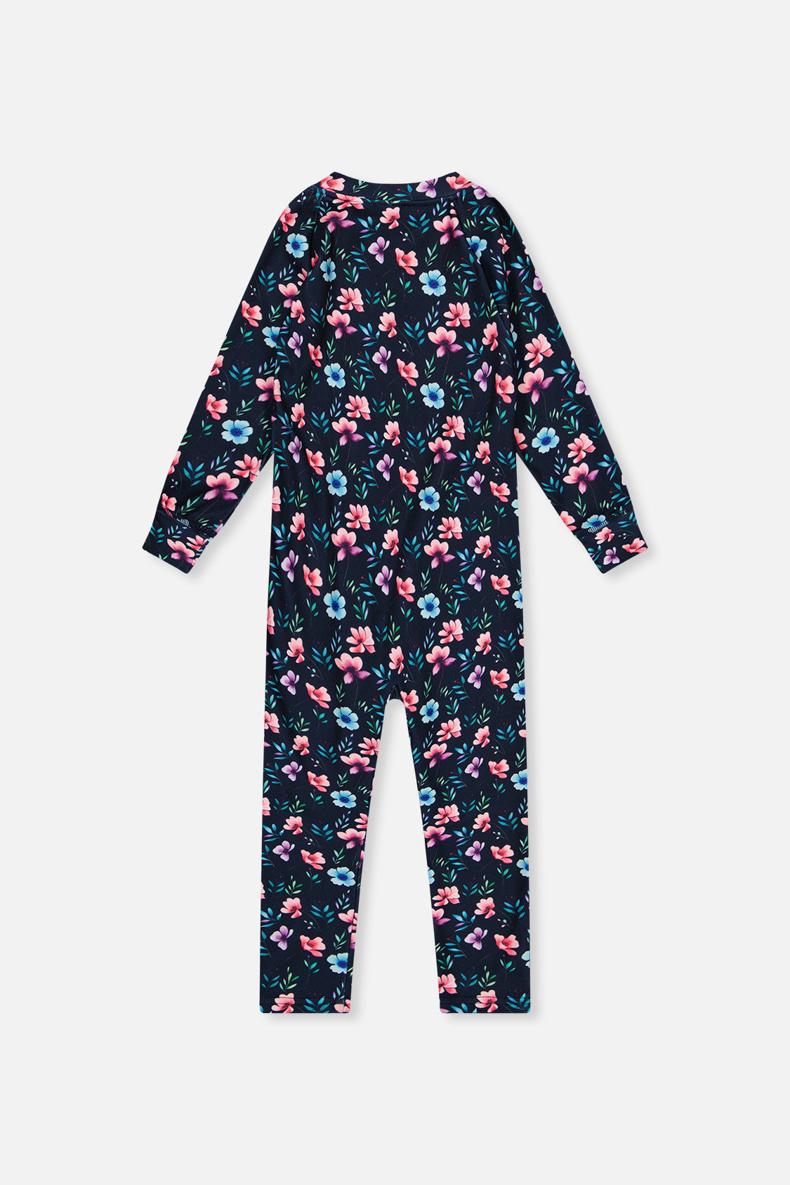 Baby One Piece Thermal Underwear Blue Floral Print - Image 2