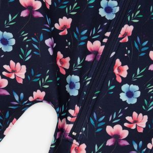 Baby One Piece Thermal Underwear Blue Floral Print - Image 3