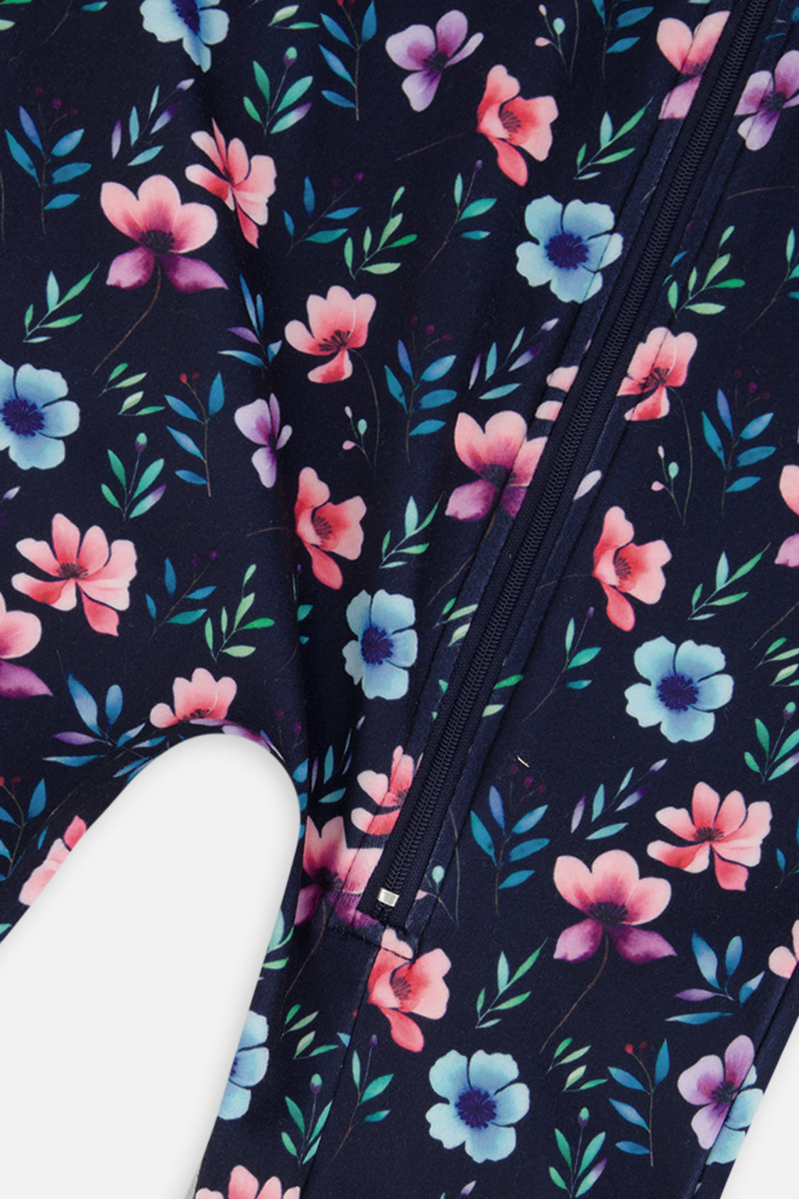 Baby One Piece Thermal Underwear Blue Floral Print - Image 3