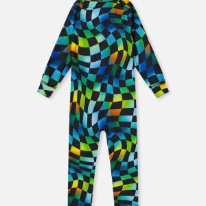 Alternative view of Baby One Piece Thermal Underwear Blue Checkered Print