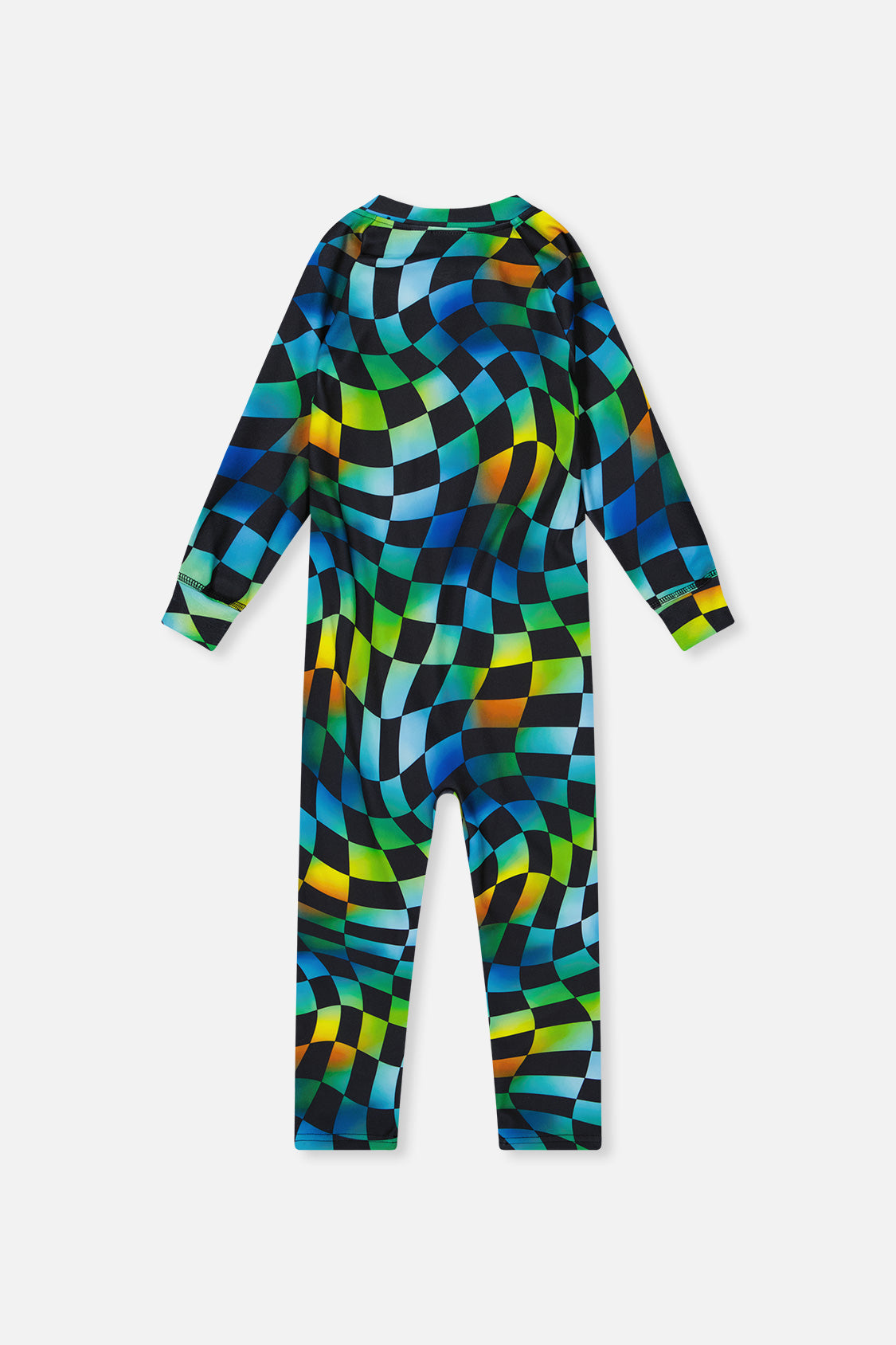 Baby One Piece Thermal Underwear Blue Checkered Print - Image 2