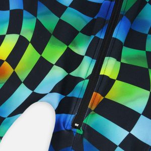 Baby One Piece Thermal Underwear Blue Checkered Print - Image 3