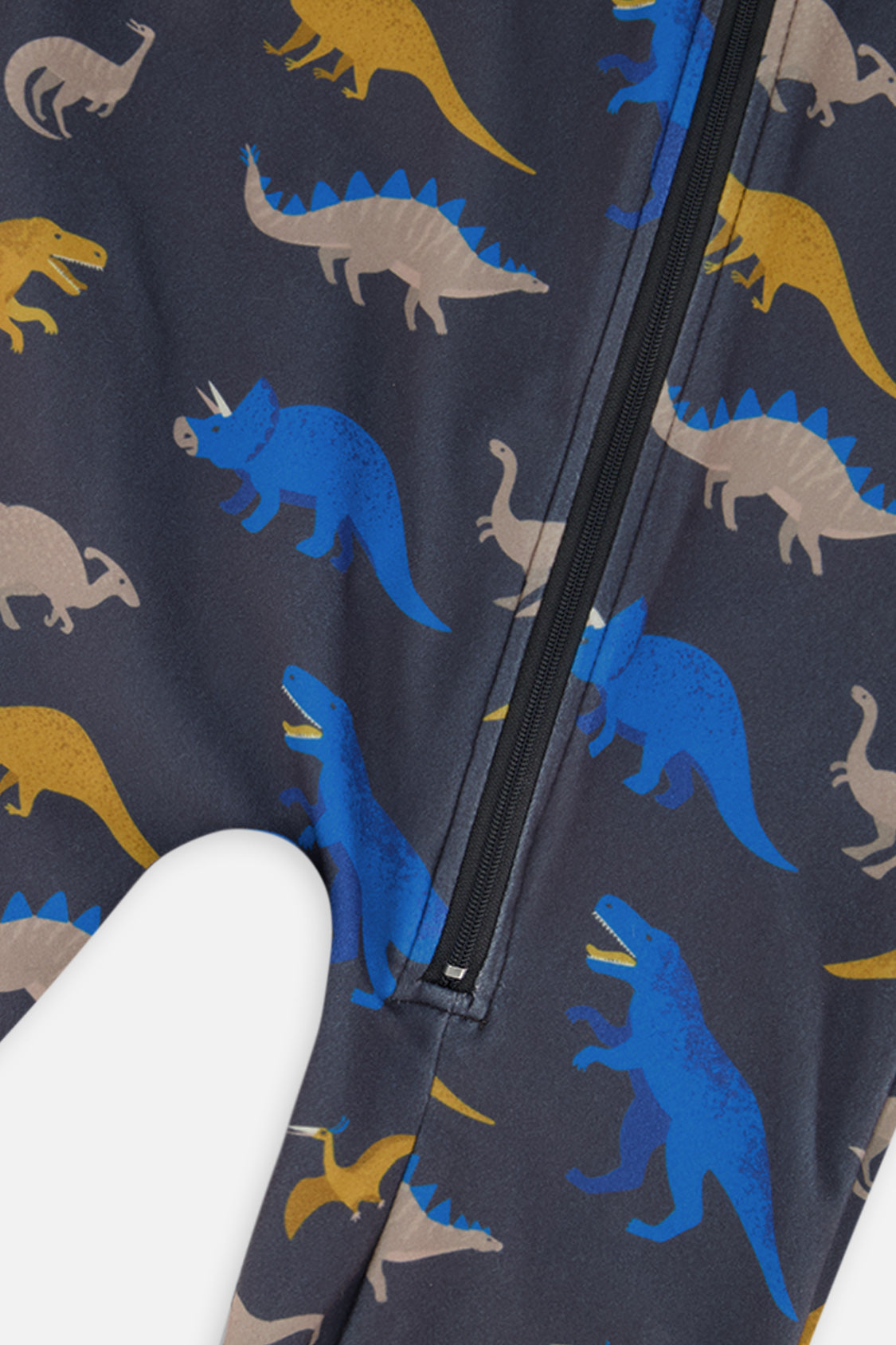 Baby One Piece Thermal Underwear Grey And Blue Dinosaur Print - Image 3