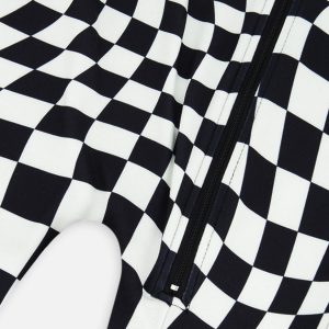 Baby One Piece Thermal Underwear White Checkered Print - Image 3