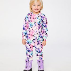 One Piece Thermal Underwear Purple Floral Print - Image 2