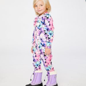 One Piece Thermal Underwear Purple Floral Print - Image 3
