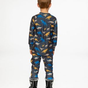 One Piece Thermal Underwear Grey And Blue Dinosaur Print - Image 4