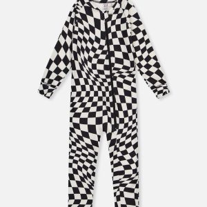 One Piece Thermal Underwear White Checkered Print - Image 15