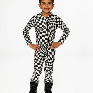 One Piece Thermal Underwear White Checkered Print - Image 2