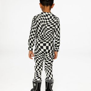 One Piece Thermal Underwear White Checkered Print - Image 4