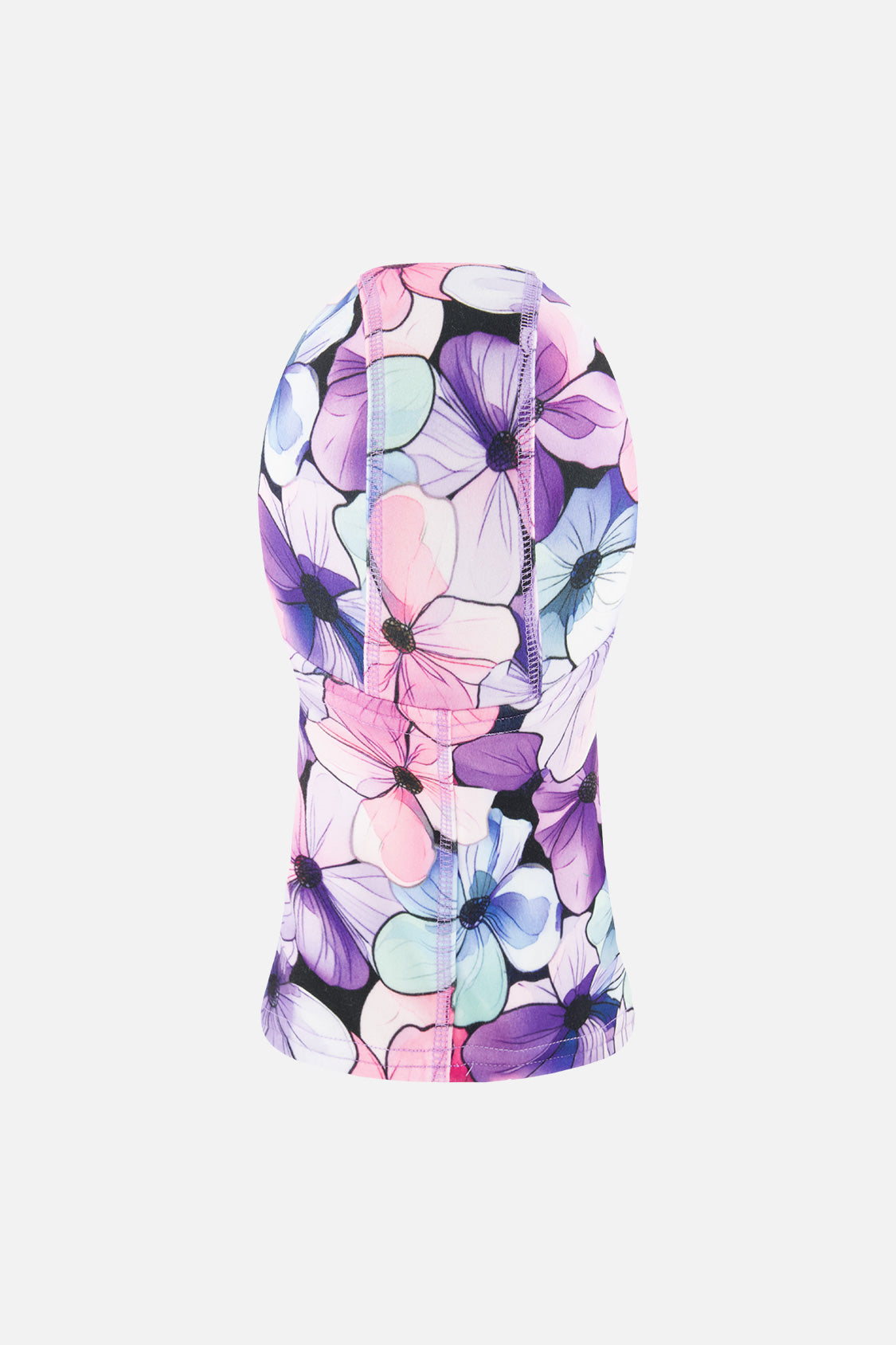 Brushed Jersey Balaclava Purple Floral Print - Image 3