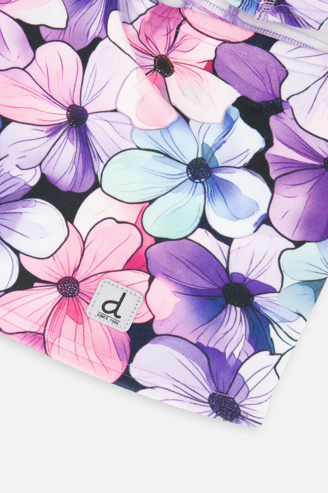 Brushed Jersey Balaclava Purple Floral Print - Image 4