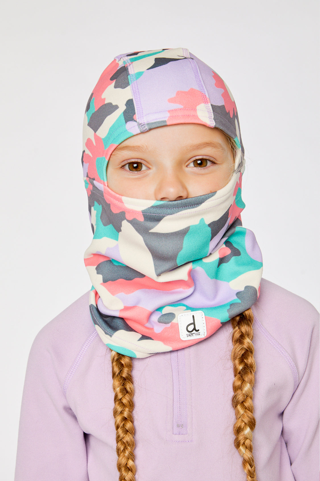 Brushed Jersey Balaclava Coral Camouflage Print - Image 2